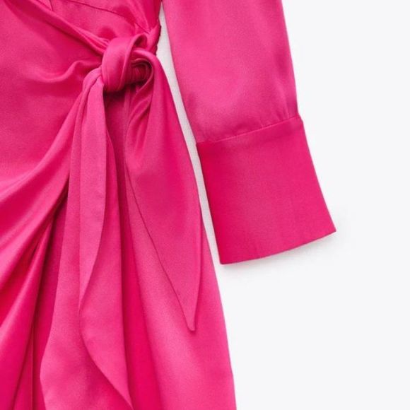 ZARA PINK WRAP SHIRT MAXI DRESS - Picture 5 of 10